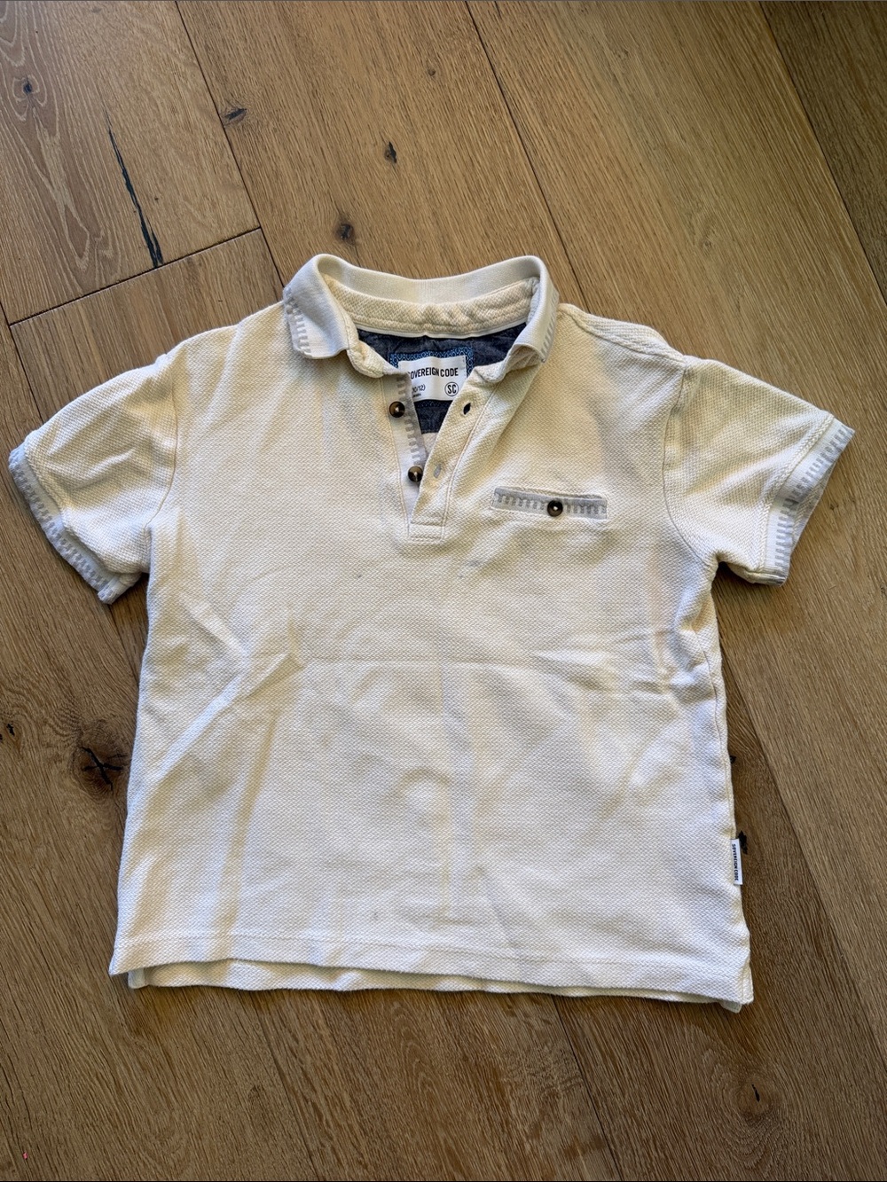 Sovereign Code Boys White Polo with Button Placket